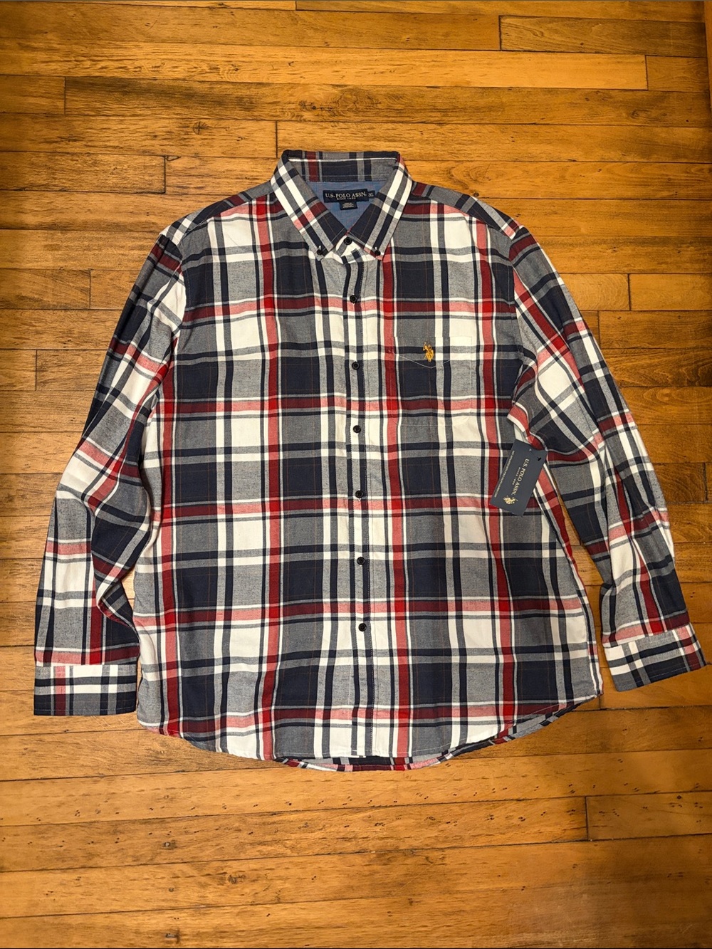 U.S. Polo Assn. Red, Navy & White Plaid Button-Down Shirt